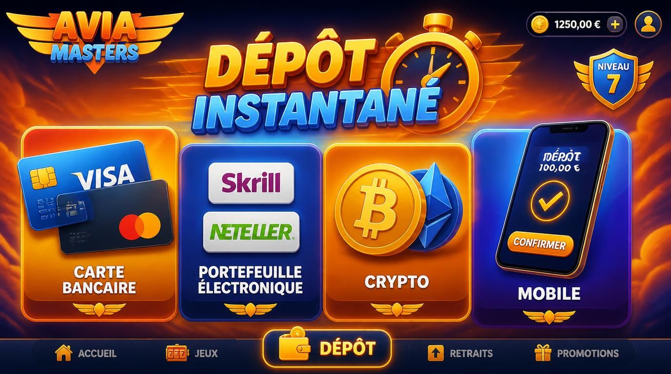 Interface de dépôt comprenant plusieurs méthodes (carte, e-wallet, crypto, mobile)